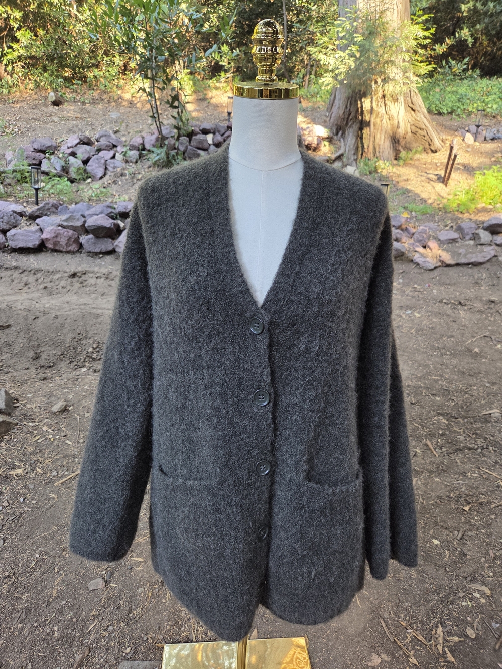 UNIQLO Womens Oversized Button-Front Wool And Alpaca Blend Cardigan Sweater